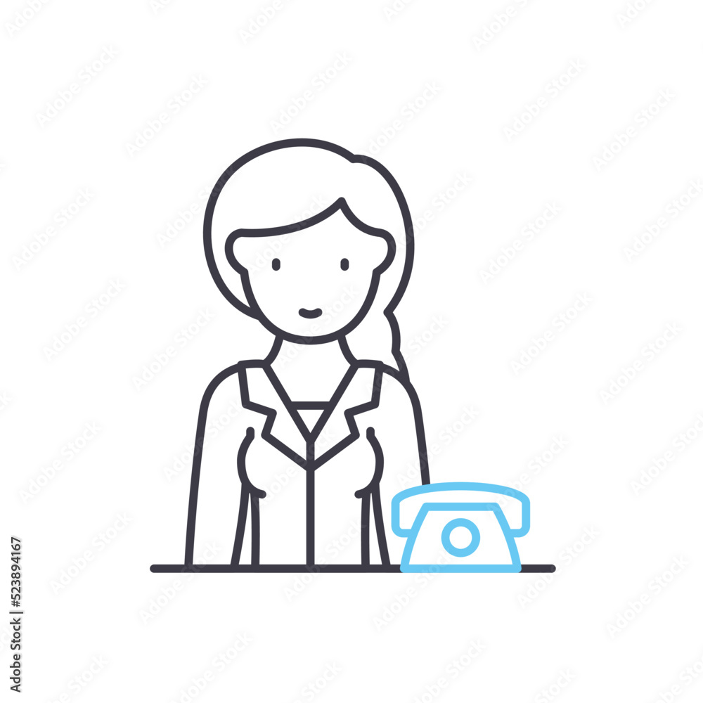 secretary line icon, outline symbol, vector illustration, concept sign