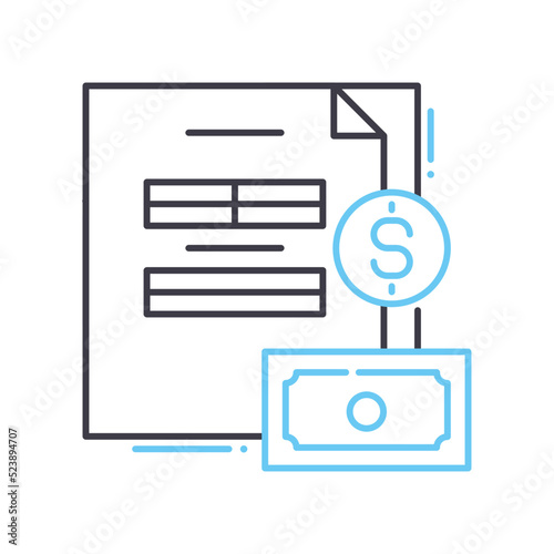 invoice payment line icon, outline symbol, vector illustration, concept sign