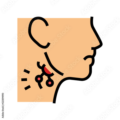 swollen lymph glands hiv symptom color icon vector illustration
