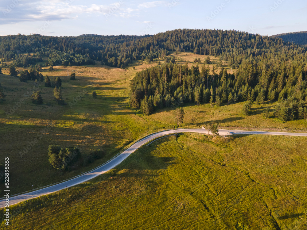Naklejka premium Aerial Sunset view of Rhodopes Mountains, Bulgaria