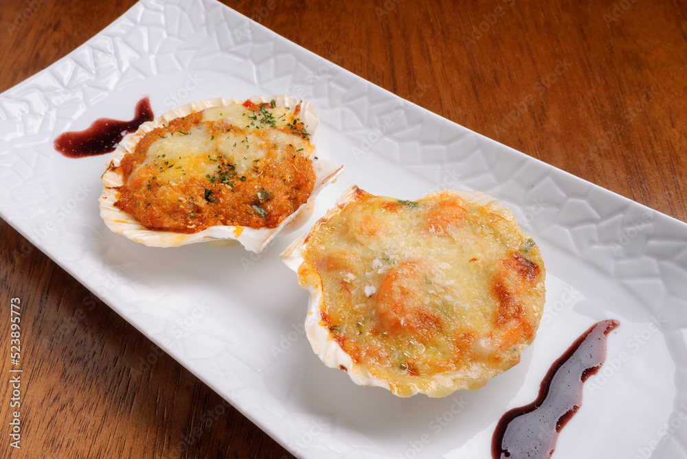 Crab and shrimp served in a shell, also known as Casquinha or crab cone. Brazilian seafood. Crab and shrimp served in a shell, also known as Casquinha or crab cone. Brazilian seafood.