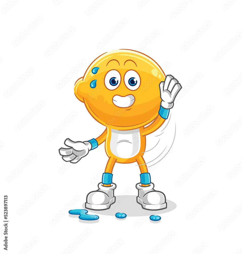 lemon head stretching character. cartoon mascot vector lemon head stretching character. cartoon mascot vector