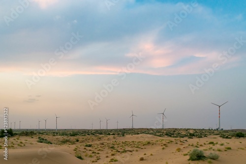 Thar Desert in Rajasthan, India on a sunset photo
