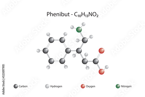 Molecular formula and chemical structure of phenibut