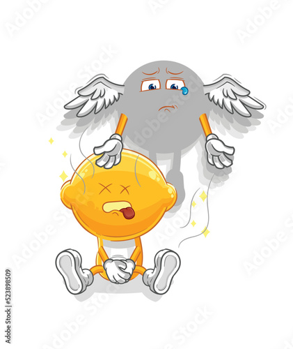 lemon head spirit leaves the body mascot. cartoon vector