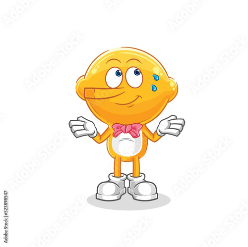 lemon head lie like Pinocchio character. cartoon mascot vector