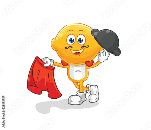 lemon head matador with red cloth illustration. character vector
