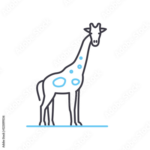 giraffe line icon  outline symbol  vector illustration  concept sign
