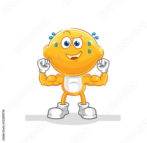 lemon head muscular cartoon. cartoon mascot vector