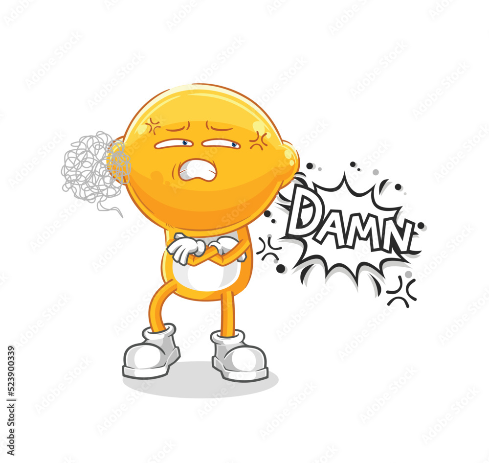 Naklejka premium lemon head very pissed off illustration. character vector
