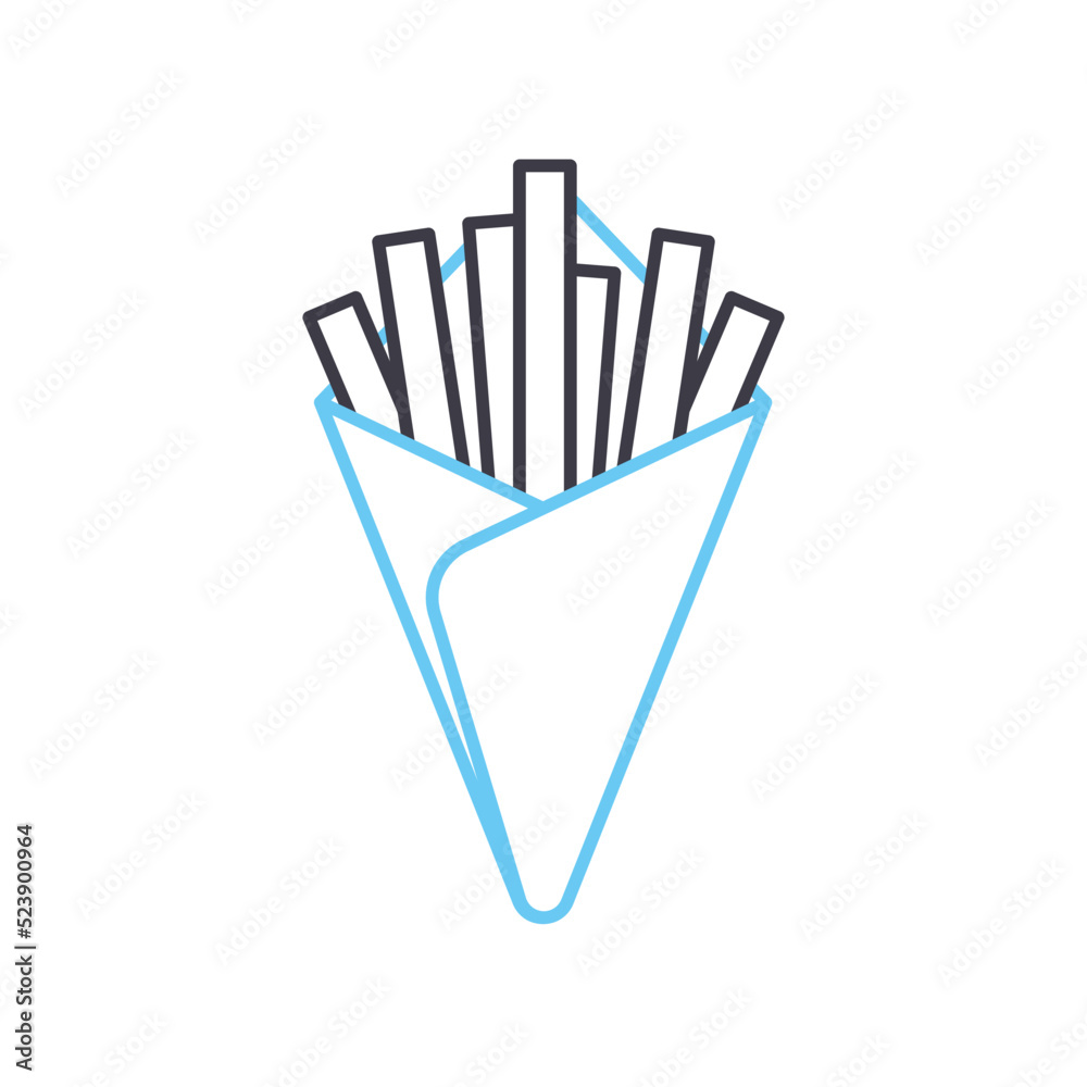 french fries line icon, outline symbol, vector illustration, concept sign