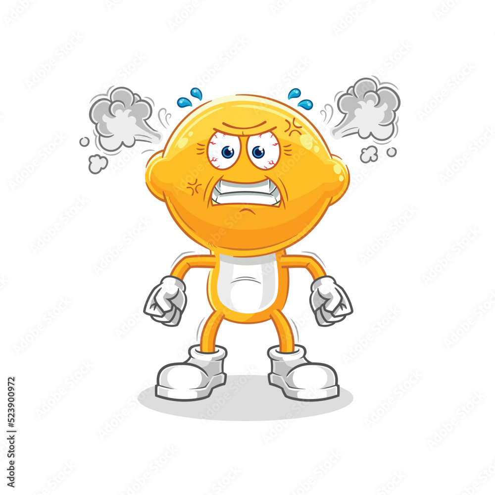 lemon head very angry mascot. cartoon vector