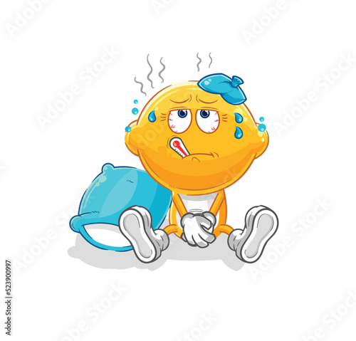 lemon head sick vector. cartoon character
