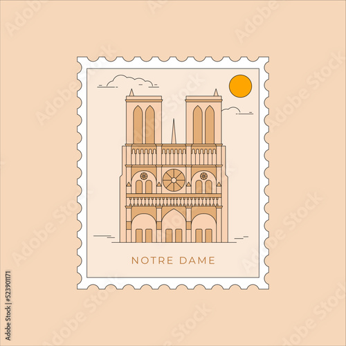 Notre Dame illustration, Paris, Flat Design France