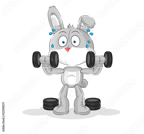 rabbit weight training illustration. character vector