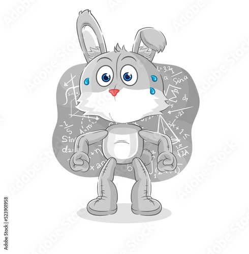 rabbit thinking hard vector. cartoon character