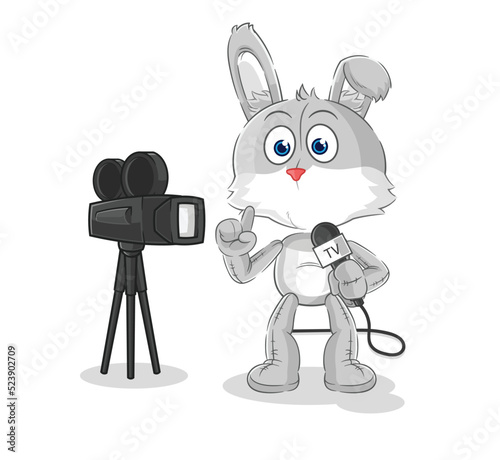 rabbit tv reporter cartoon. cartoon mascot vector