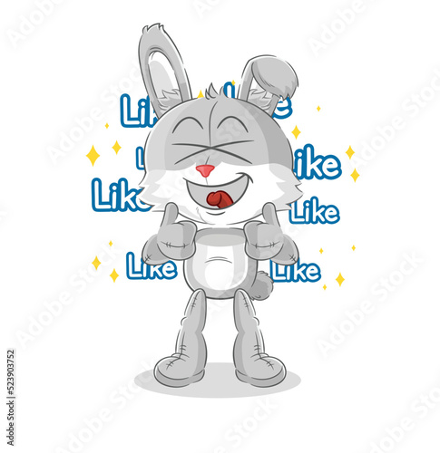 rabbit give lots of likes. cartoon vector