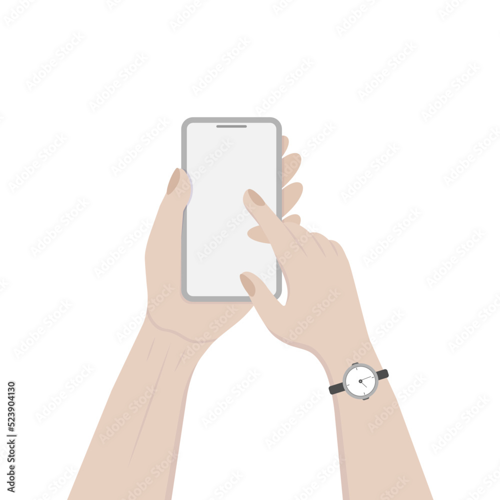 phone mockup in hands on white background. Vector illustration phone mockup in hands on white background. Vector illustration