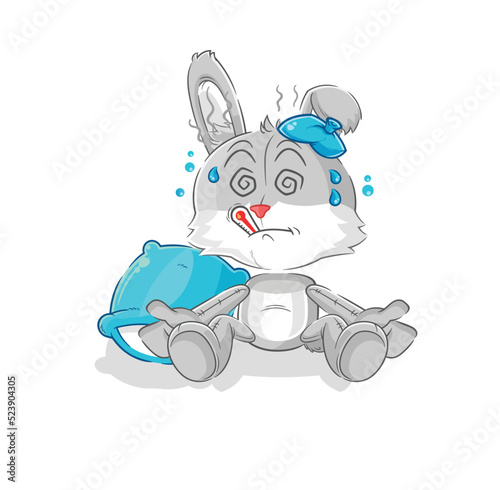 rabbit sick vector. cartoon character