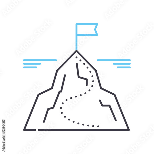 mountain peak mission line icon, outline symbol, vector illustration, concept sign