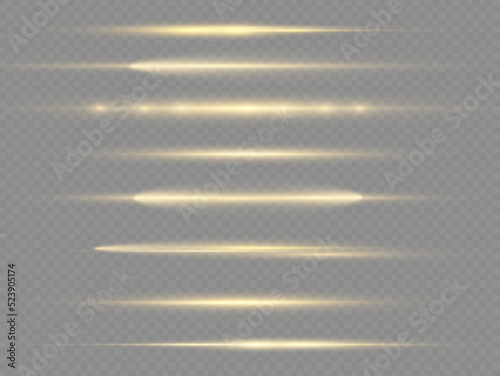 Golden glow line, yellow horizontal light rays