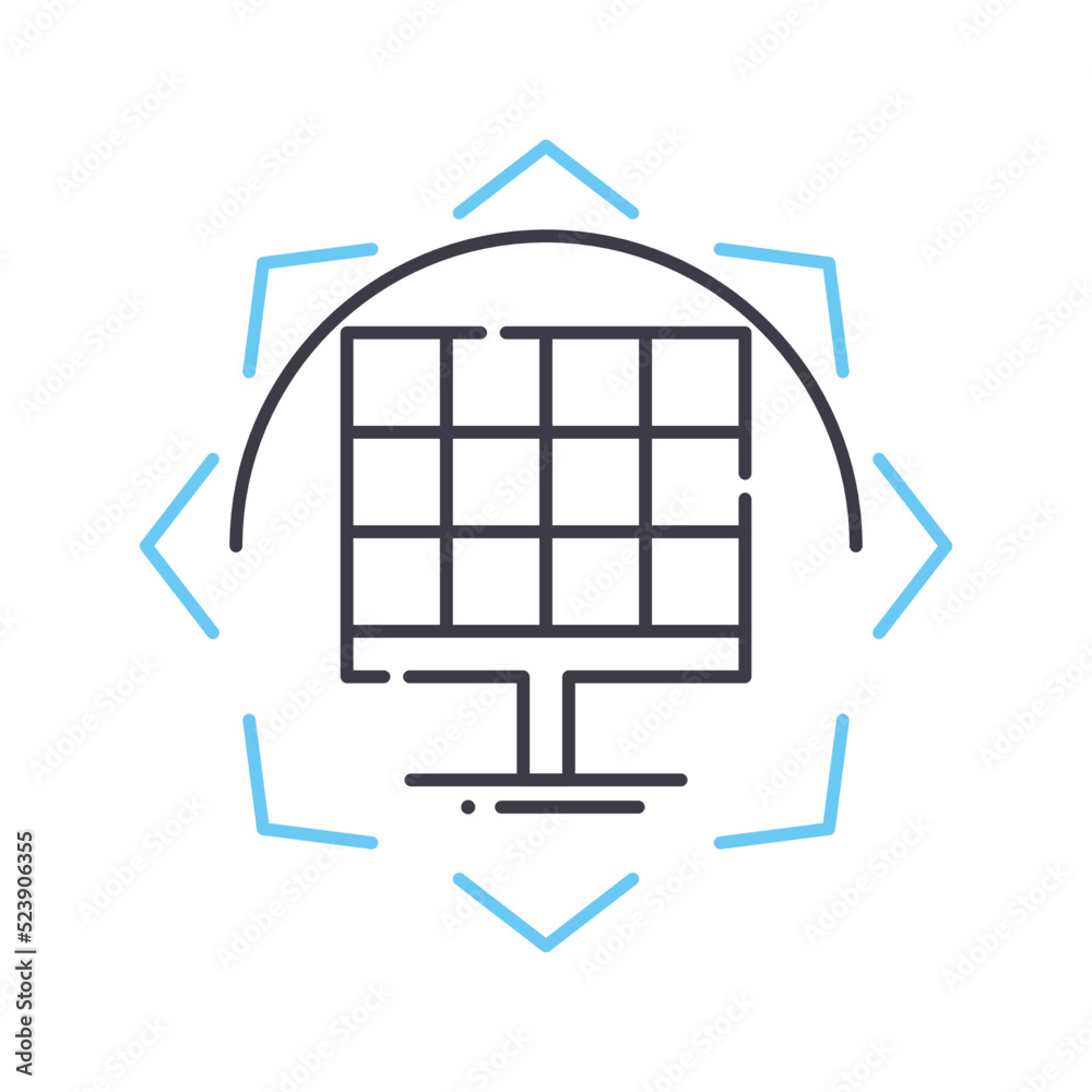 solar cell line icon, outline symbol, vector illustration, concept sign solar cell line icon, outline symbol, vector illustration, concept sign