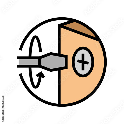 screw bolt assembly furniture color icon vector illustration