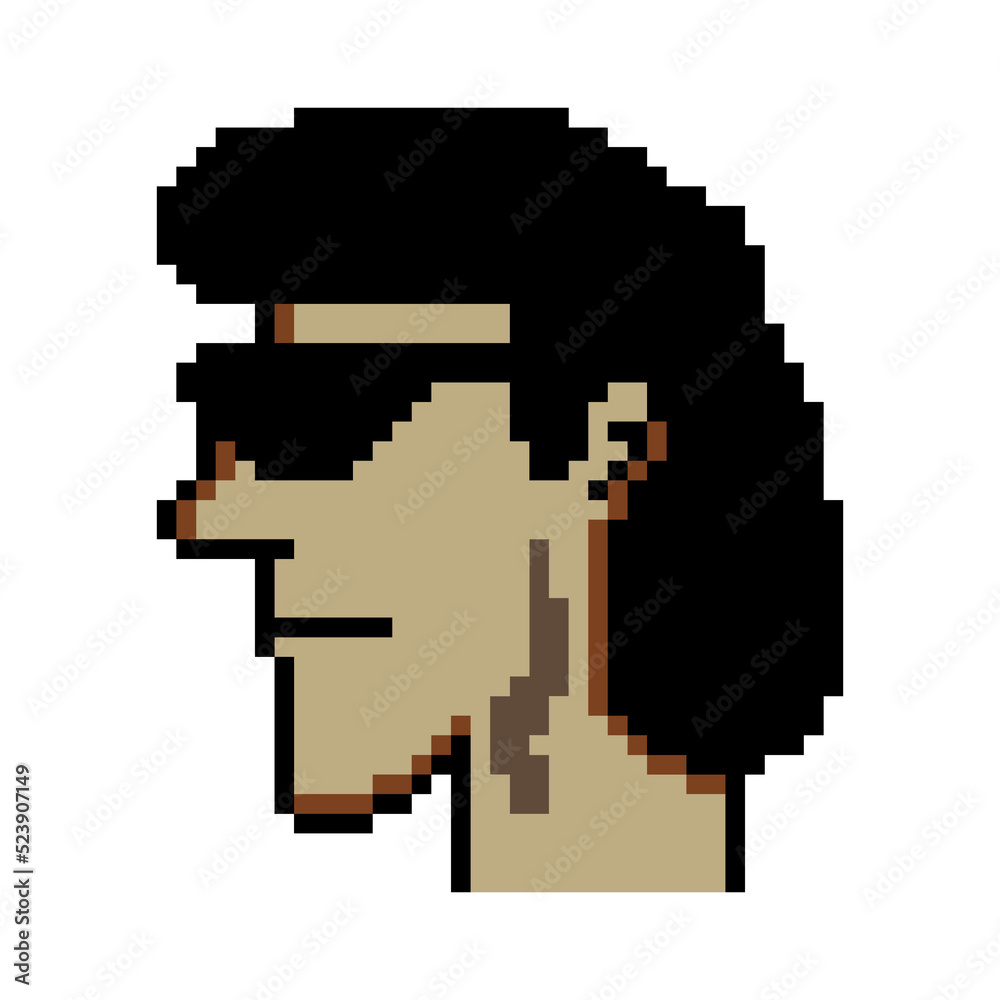 Fototapeta premium Handsome face man with pixel art isolated on white background.