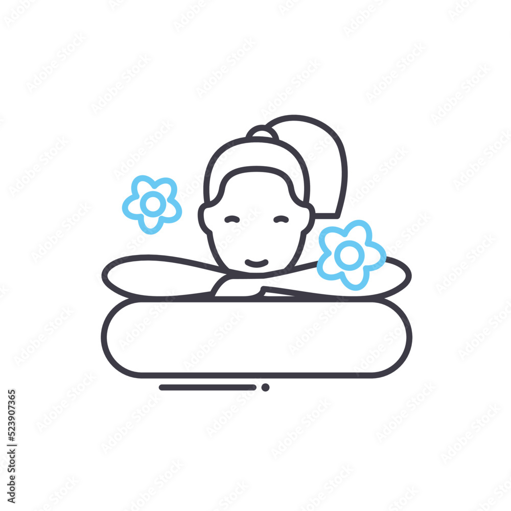 relaxing spa line icon, outline symbol, vector illustration, concept sign relaxing spa line icon, outline symbol, vector illustration, concept sign