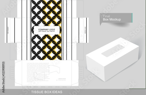 Flat tissue box concept, template for business purpose, place your text and logos