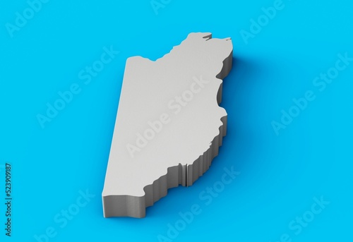 3D rendering of the Belize map isolated on blue background photo