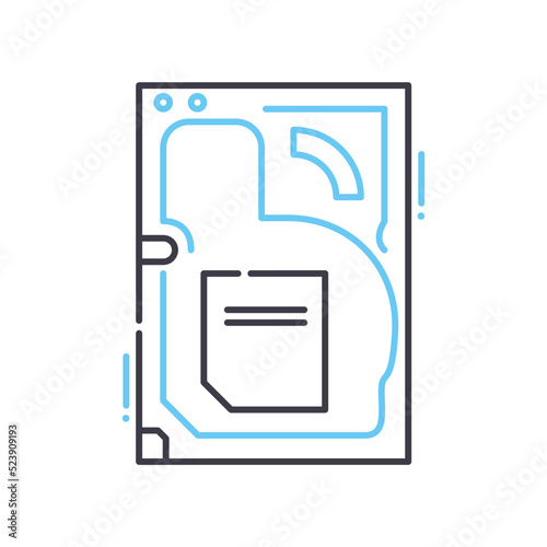 harddrive line icon, outline symbol, vector illustration, concept sign