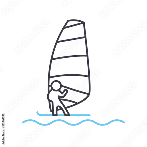 windsurfing sports line icon, outline symbol, vector illustration, concept sign