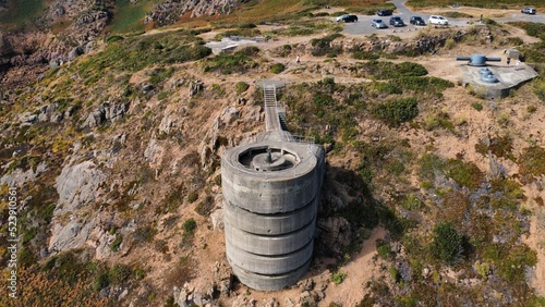 High angle view of a fortification tower at Noirmont St brelade photo