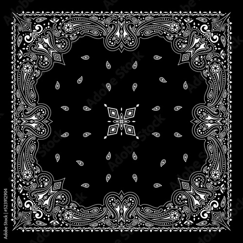 Simply Bandana decorated with white geometric ornament lines that can be applied to fabrics of various colors
