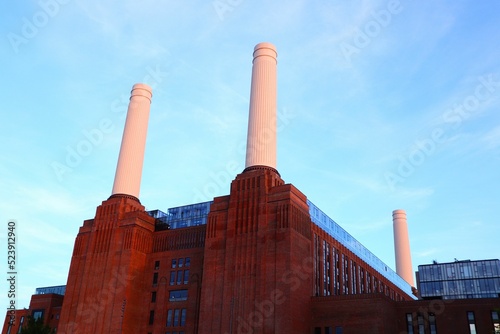 Low-angle view of the Battersea Power Station photo