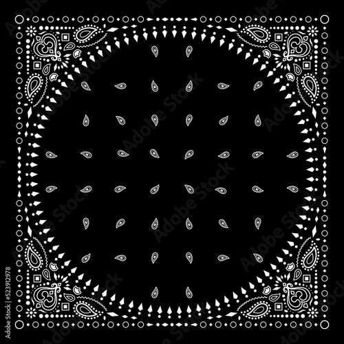 Simply Bandana decorated with white geometric ornament lines that can be applied to fabrics of various colors