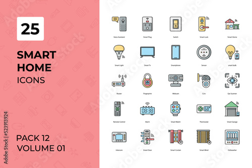 Smart Home icons collection. Set contains such Icons as appliances, automation, building, button, and more 
