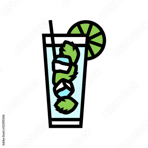 mojito cocktail glass drink color icon vector illustration