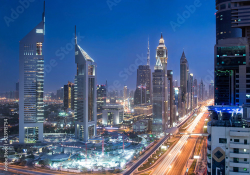Dubai Skyline Blue Hour, United Arab Emirates