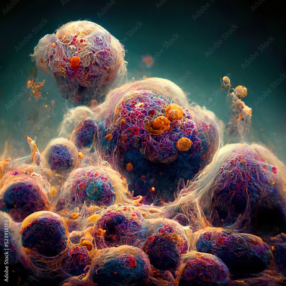 Cancer cells dividing malignant tumor cancerous cell spread in a human