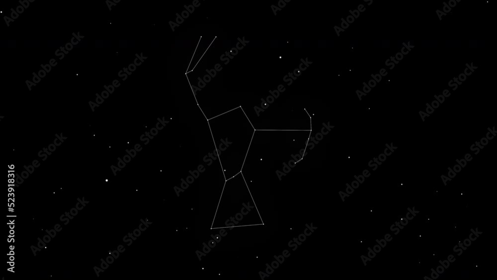 Animation of the Orion constellation against the starry sky