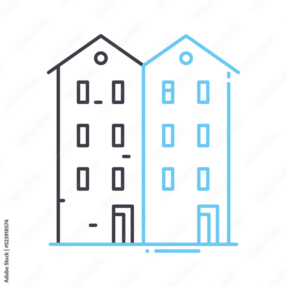 retro apartment building line icon, outline symbol, vector illustration, concept sign