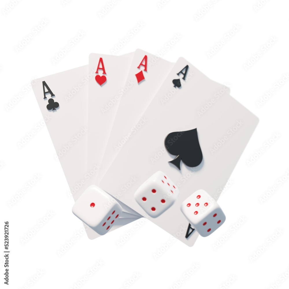 3D Playing Card with Dice Element 3D Playing Card with Dice Element