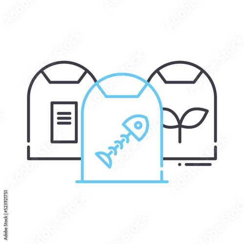 garbage segregation line icon, outline symbol, vector illustration, concept sign