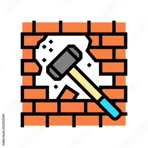 dismantling wall color icon vector illustration