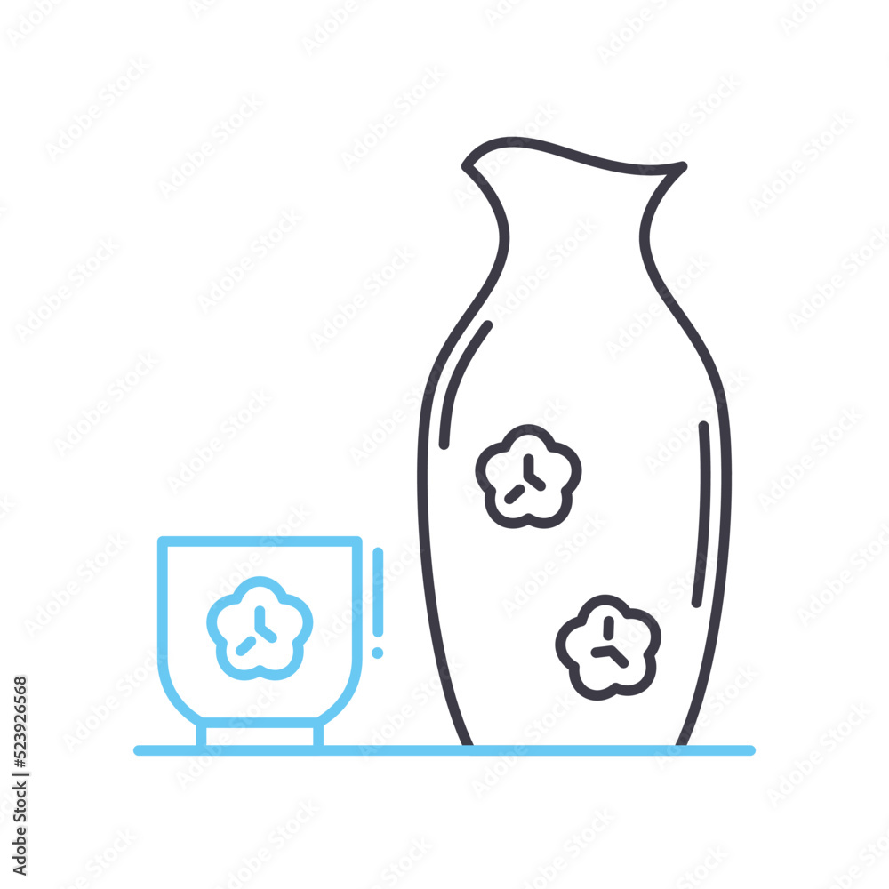 sake cup line icon, outline symbol, vector illustration, concept sign sake cup line icon, outline symbol, vector illustration, concept sign