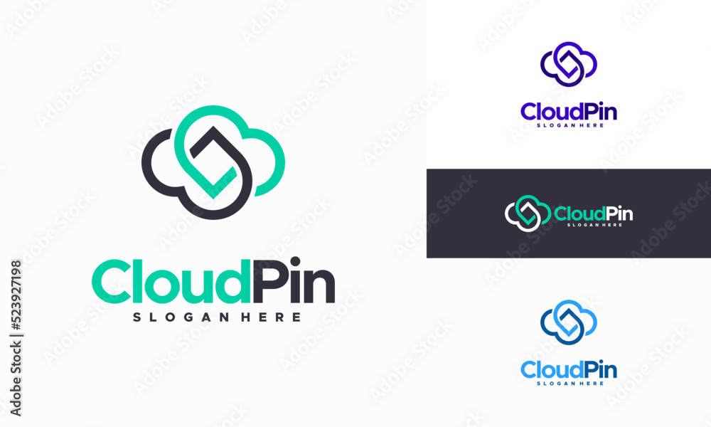 Creative Cloud Pin logo deign concept vector, Cloud Point Technology logo