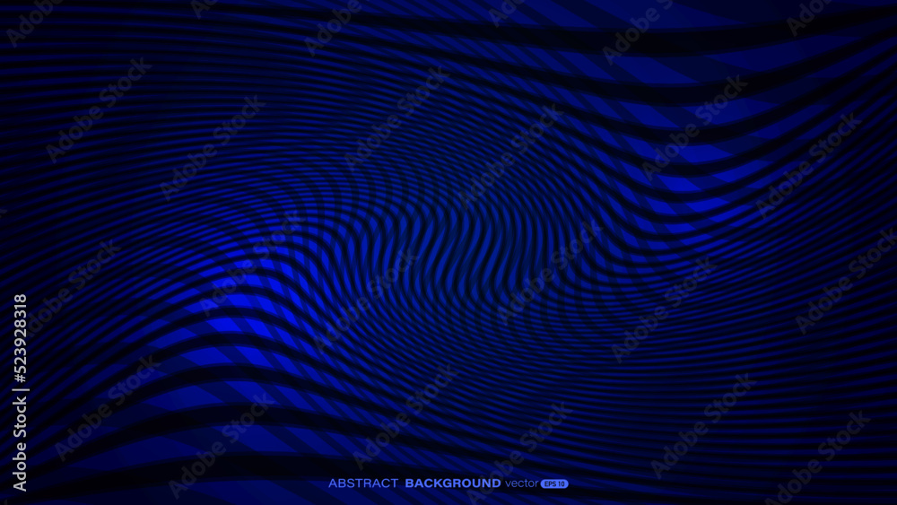 Abstract wavy blue line overlap layer on dark blue background